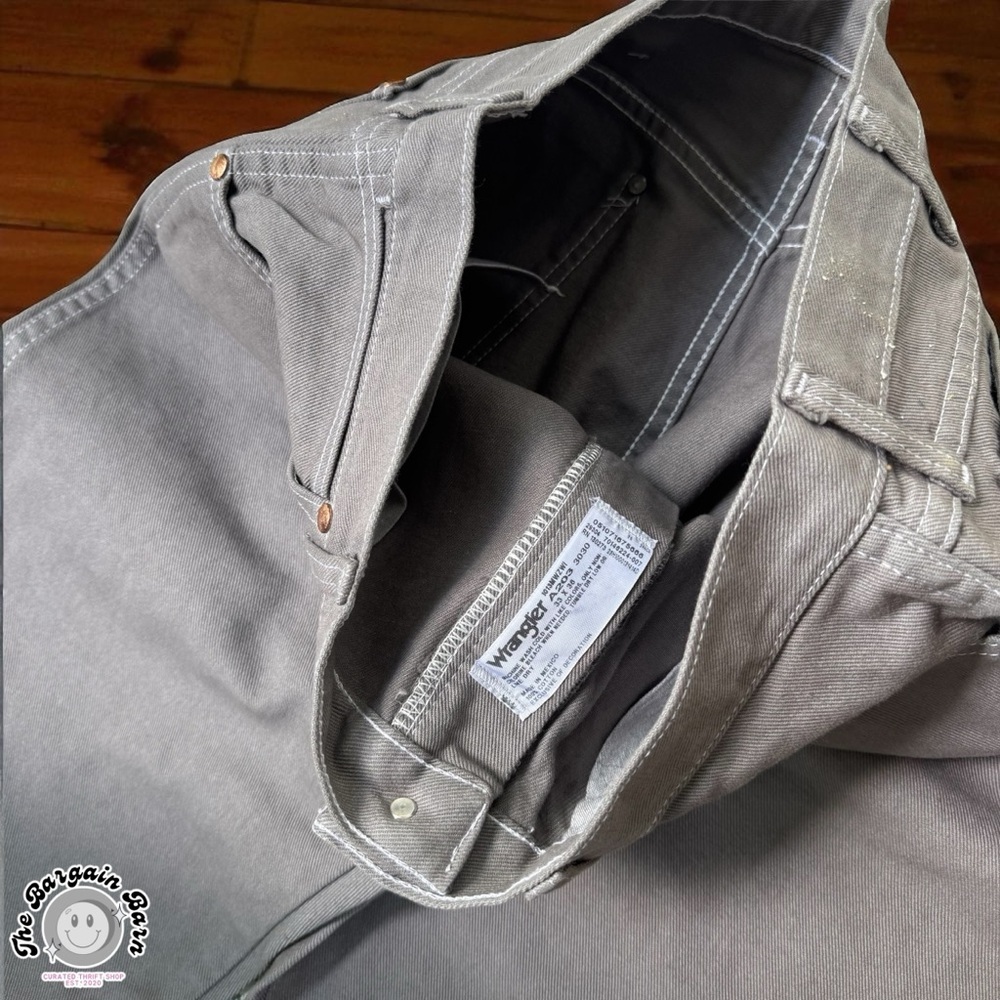 Wrangler 13MWZ Gray Work Jeans 33x36 Cowboy Cut Original Fit Vintage Mexico - Picture 6 of 7